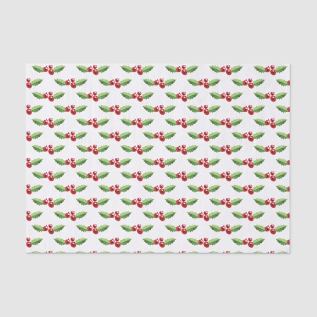 Christmas Tissue Paper Red and Green Holly (Front)