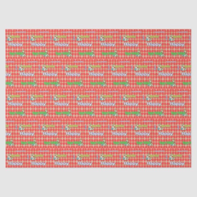 Christmas Tissue Paper Red Happy Holidays  (Front)