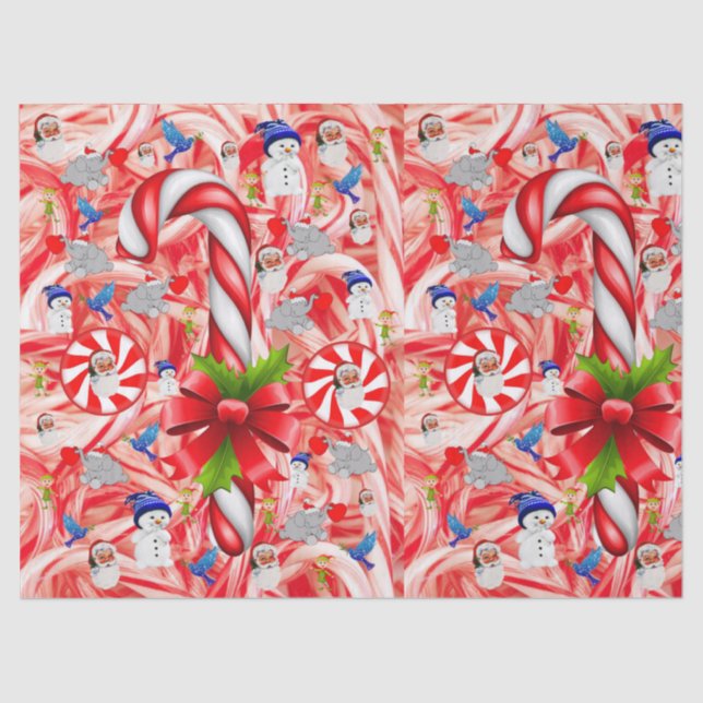 Christmas Tissue Paper, Snowman, Candy Cane Paper (Front)