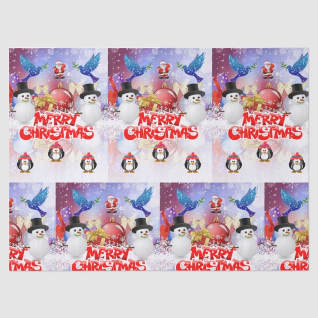 Christmas Tissue Paper, Snowman Paper (Front)