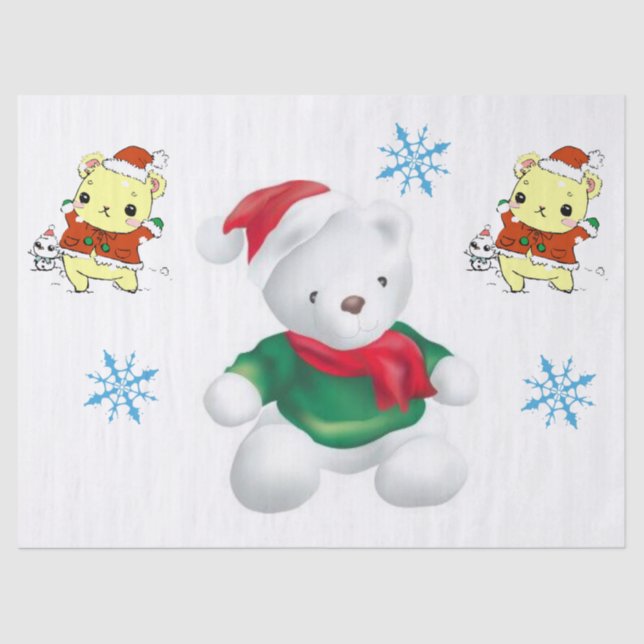 Christmas Tissue Paper, Teddy Bear Paper (Front)