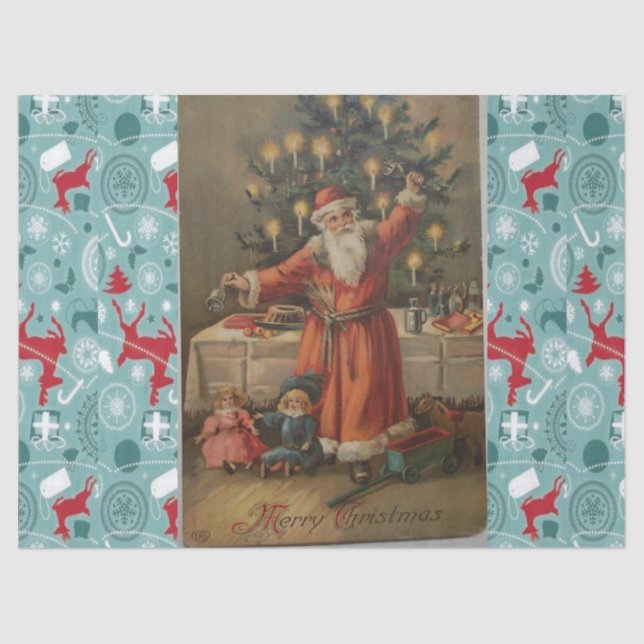 Christmas Tissue Paper, Vintage Santa Tissue Paper (Front)