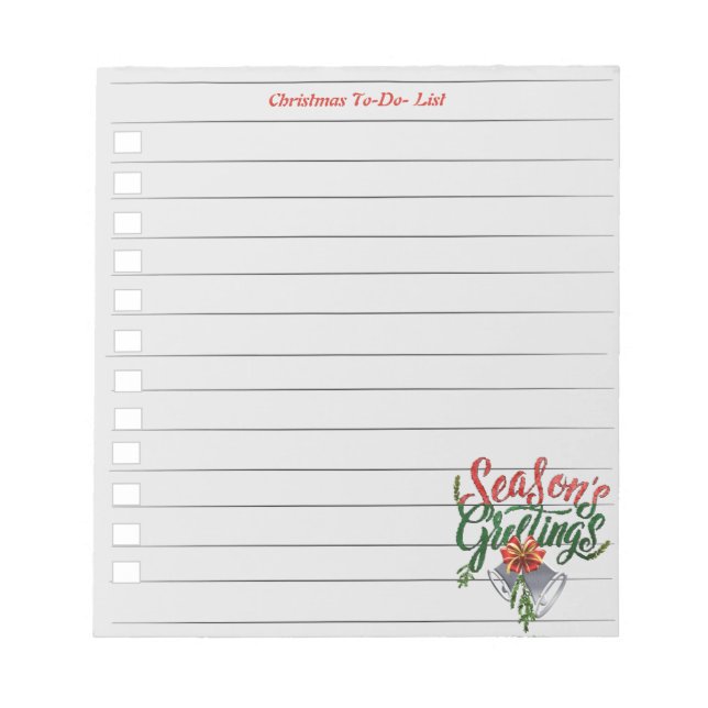 Christmas To Do List Notepad (Front)