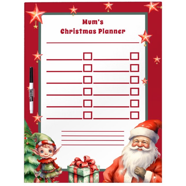 Christmas To Do List Planner  Dry Erase Board (Front)
