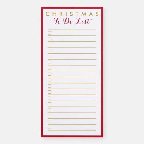Christmas To Do List Simple Red Border Magnetic Notepad