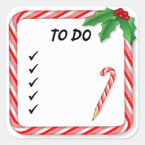 Christmas To Do List Square Sticker