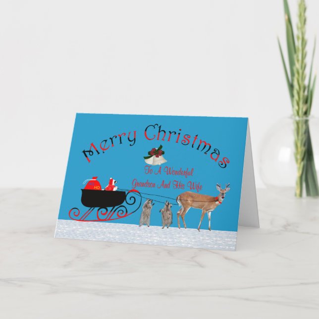 Christmas To Grandson and Wife Greeting Card (Front)