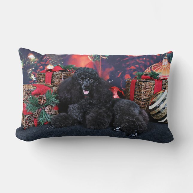 Christmas - Toby - Poodle Lumbar Pillow (Front)