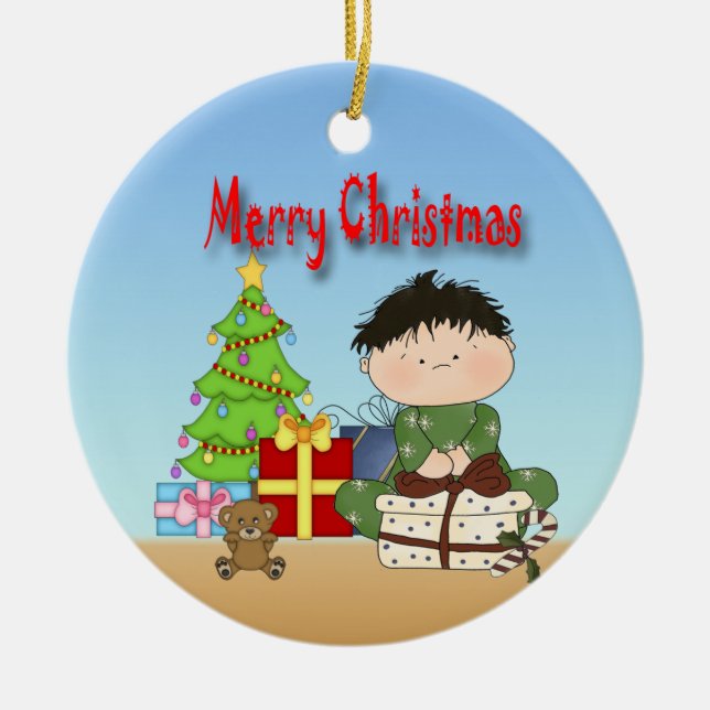 Christmas Toddler Boy Round Ornament (Front)