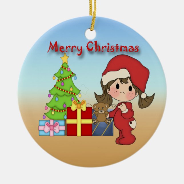 Christmas Toddler Girl Round Ornament (Front)