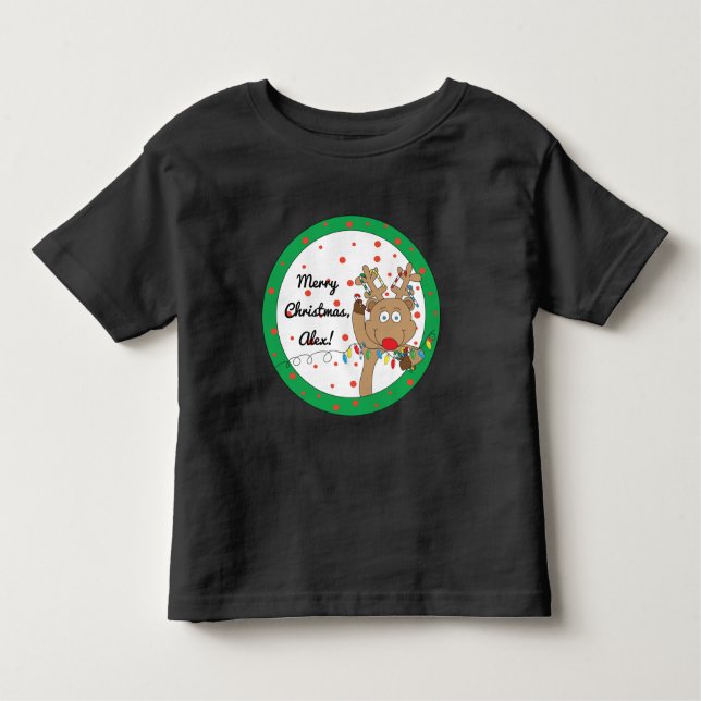 Christmas Toddler Long Sleeve Tee/Reindeer T-shirt (Front)