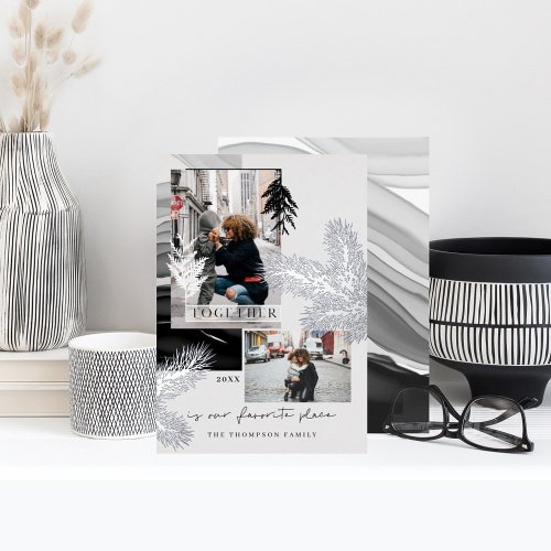 Christmas Together Modern Japandi Style 2 Photo Foil Holiday Card