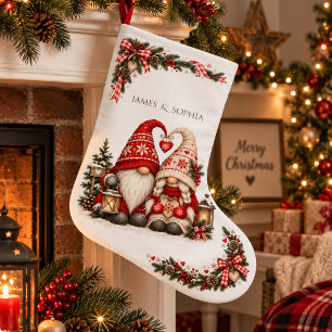 Christmas Together Scandinavian Tomte Couple Large Christmas Stocking