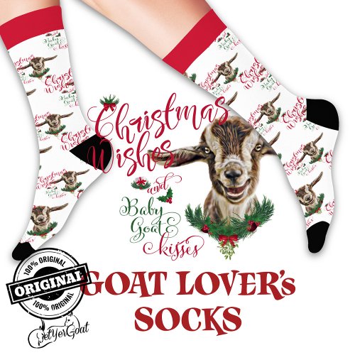 Christmas Toggenburg Baby Goat Wishes Socks