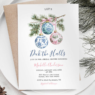 Christmas Toile Chinoiserie Ornament Bridal Shower Invitation