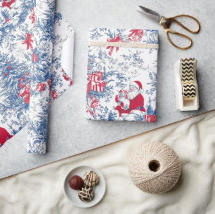 Christmas-Toile-digital-paper Chinoiseries Wrapping Paper