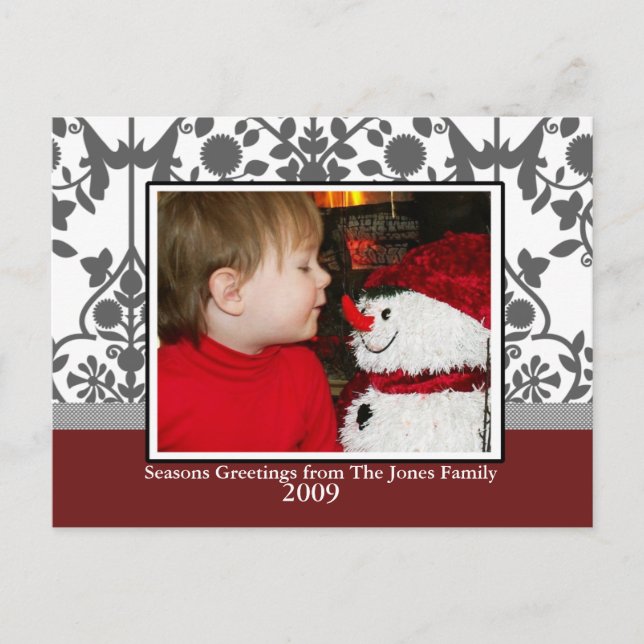 Christmas Toile Holiday Postcard (Front)