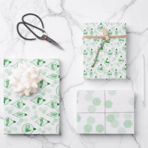 Christmas Toile in Green Wrapping Paper Sheets