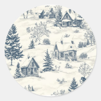 Christmas Toile Pattern Accessories Classic Round Sticker
