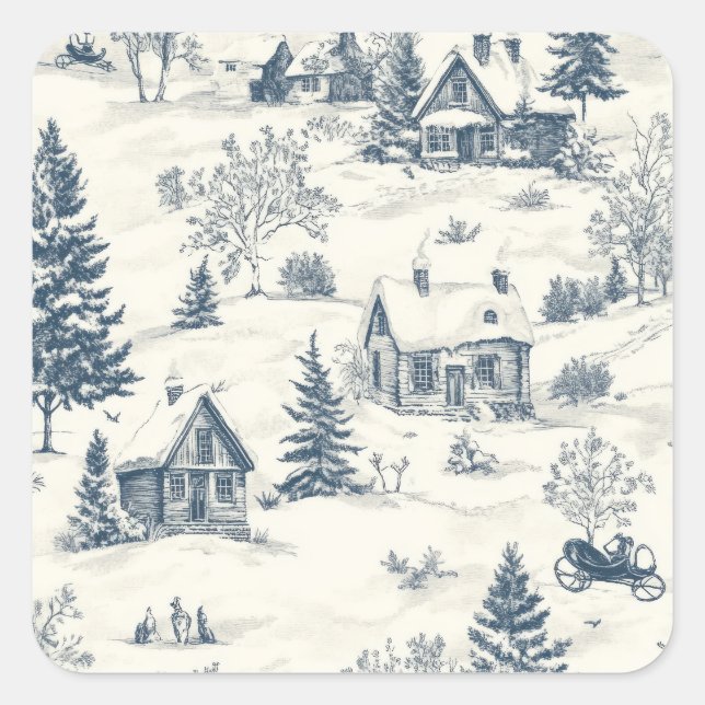 Christmas Toile Pattern Accessories Square Sticker (Front)