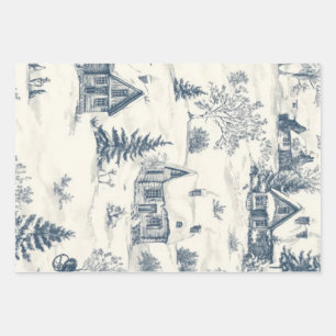 Christmas Toile Pattern Accessories Wrapping Paper Sheets