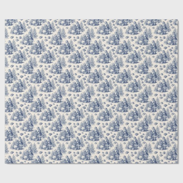 Christmas toile wrapping paper (Flat)