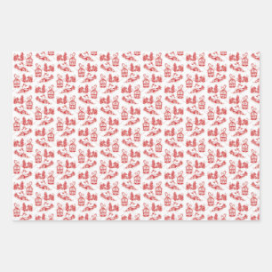 Christmas Toile Wrapping paper assortment