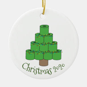 Christmas Toilet Paper Tree Covid 2020 Ceramic Ornament