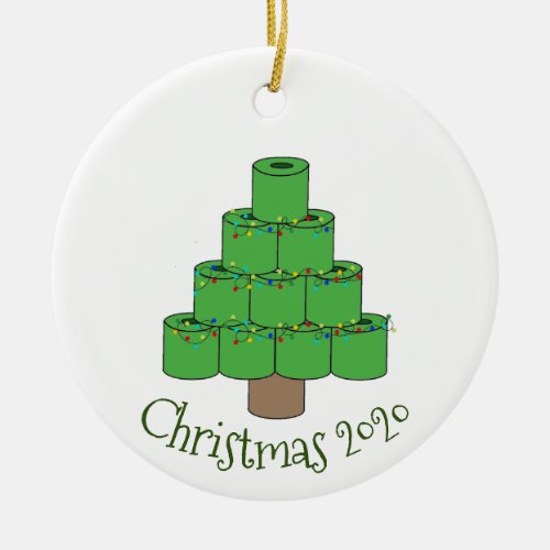 Christmas Toilet Paper Tree Covid  2020 Ceramic Ornament