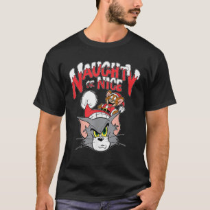 Christmas Tom and Jerry Naughty or Nice Santa Cost T-Shirt