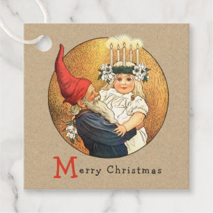 Christmas Tomte and sweet little Lucia girl CC1185 Favor Tags