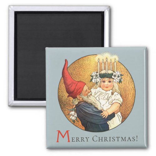 Christmas tomte and sweet little Lucia girl Magnet