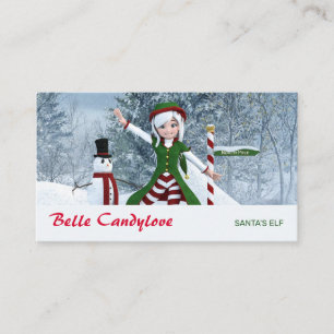 Christmas Toon Girl in a Winter Forest Business Card