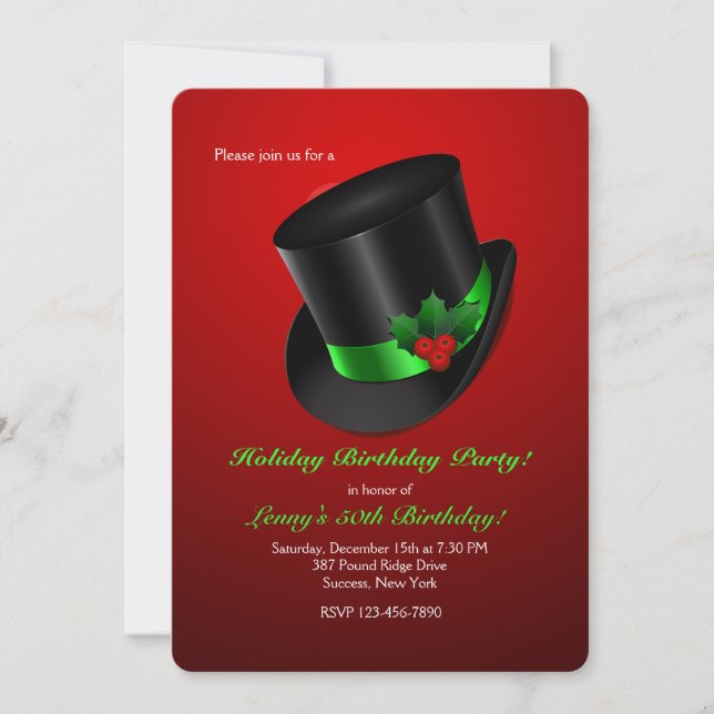 Christmas Top Hat Invitation (Front)