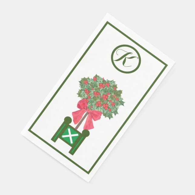 Christmas Topiaries Holly Berry tree Topiary  Pape Paper Guest Towels (Corner)