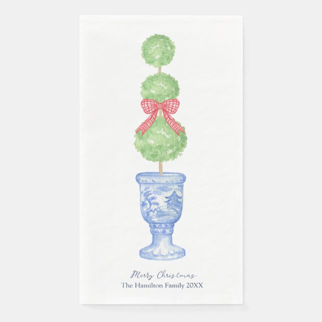 Christmas Topiary Coquette Chinoiserie Guest Towel (Front)