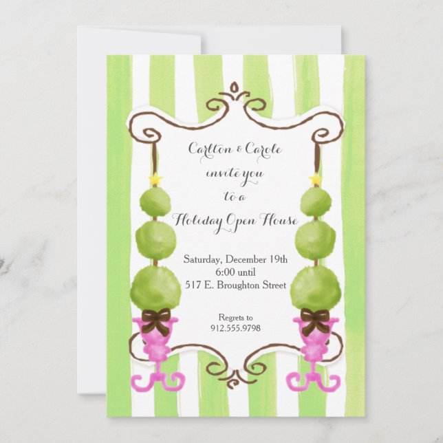 Christmas Topiary Open House Invitation/Photocard Invitation (Front)