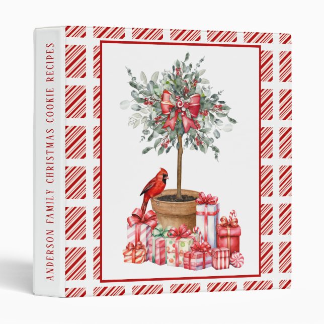Christmas Topiary Personalized Christmas Cookie 3 Ring Binder (Front/Spine)
