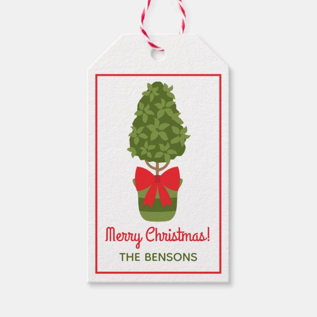 Christmas Topiary Personalized Gift Tags (Front)