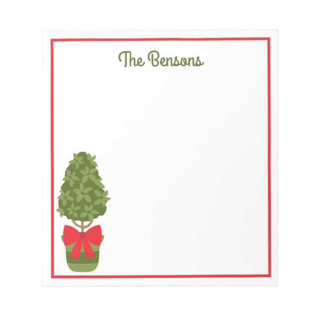 Christmas Topiary Personalized Notepad (Front)