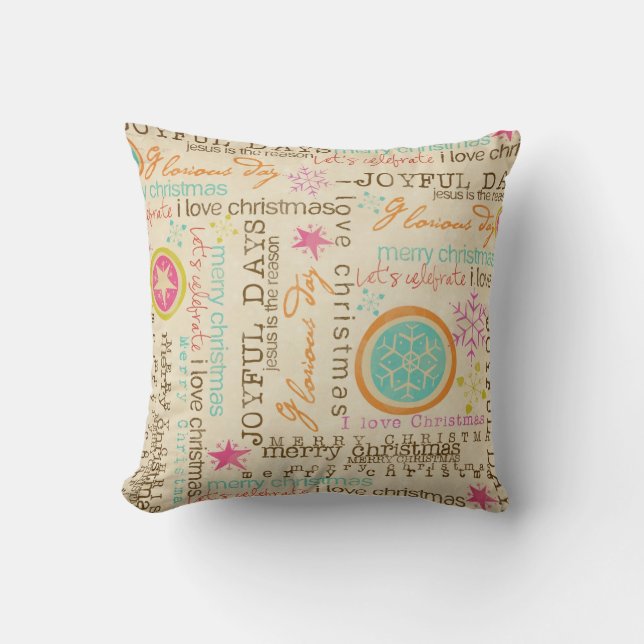 Christmas Topography,  Stars, Snowflakes Pillow (Front)