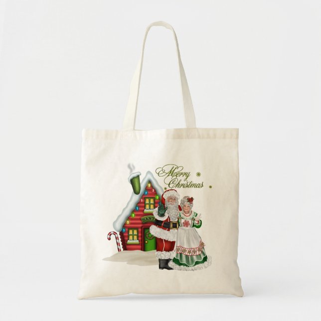 Christmas Tote at North Pole with Santa Claus (Front)