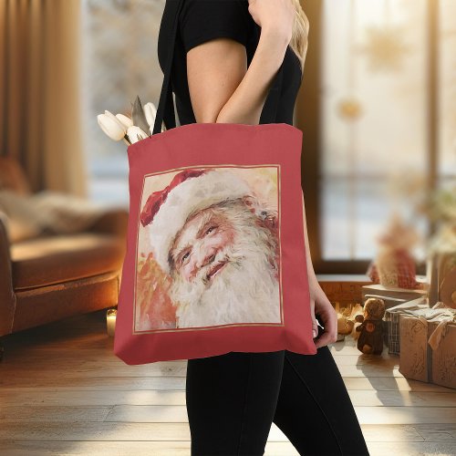 Christmas Tote Bag Vintage Santa Clause Retro Xmas