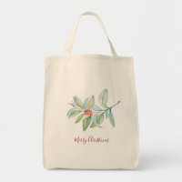 Christmas Tote Bags Botanical Red Berries