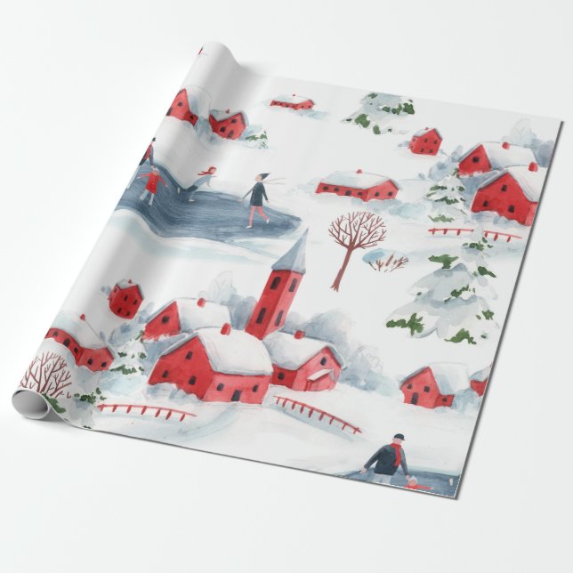 Christmas Town Gift Wrap (Unrolled)