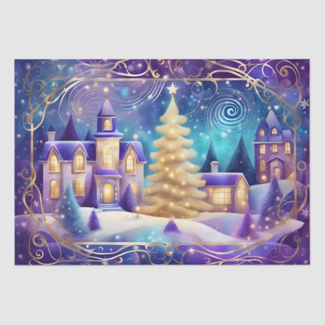 christmas town hall tissue paper (Front)
