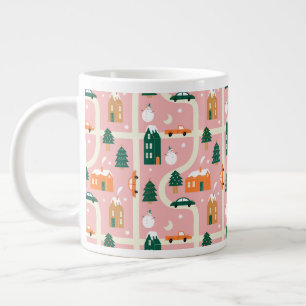 Christmas Town Holiday Map Pattern Giant Coffee Mug