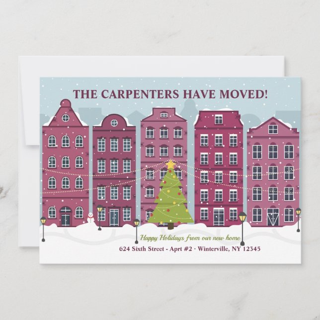 Christmas Town Holiday Moving Card (Front)