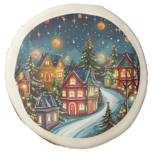 Christmas Town Lights Frosted Sugar Cookie