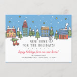 Christmas Town New Home for the Holidays Christmas Invitation<br><div class="desc">Announce your new home address to your friends & family with our cute new home for the holidays christmas card. Our new address announcement cards features a cute christmas village with a snowman & car with a christmas tree with a snow filled sky. Visit our shop to view matching items....</div>